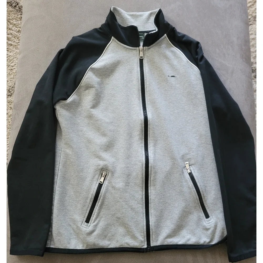 Lauren Ralph Lauren Womens Full Zip Cotton Stretch Active Gry/Blk Jacket Size L